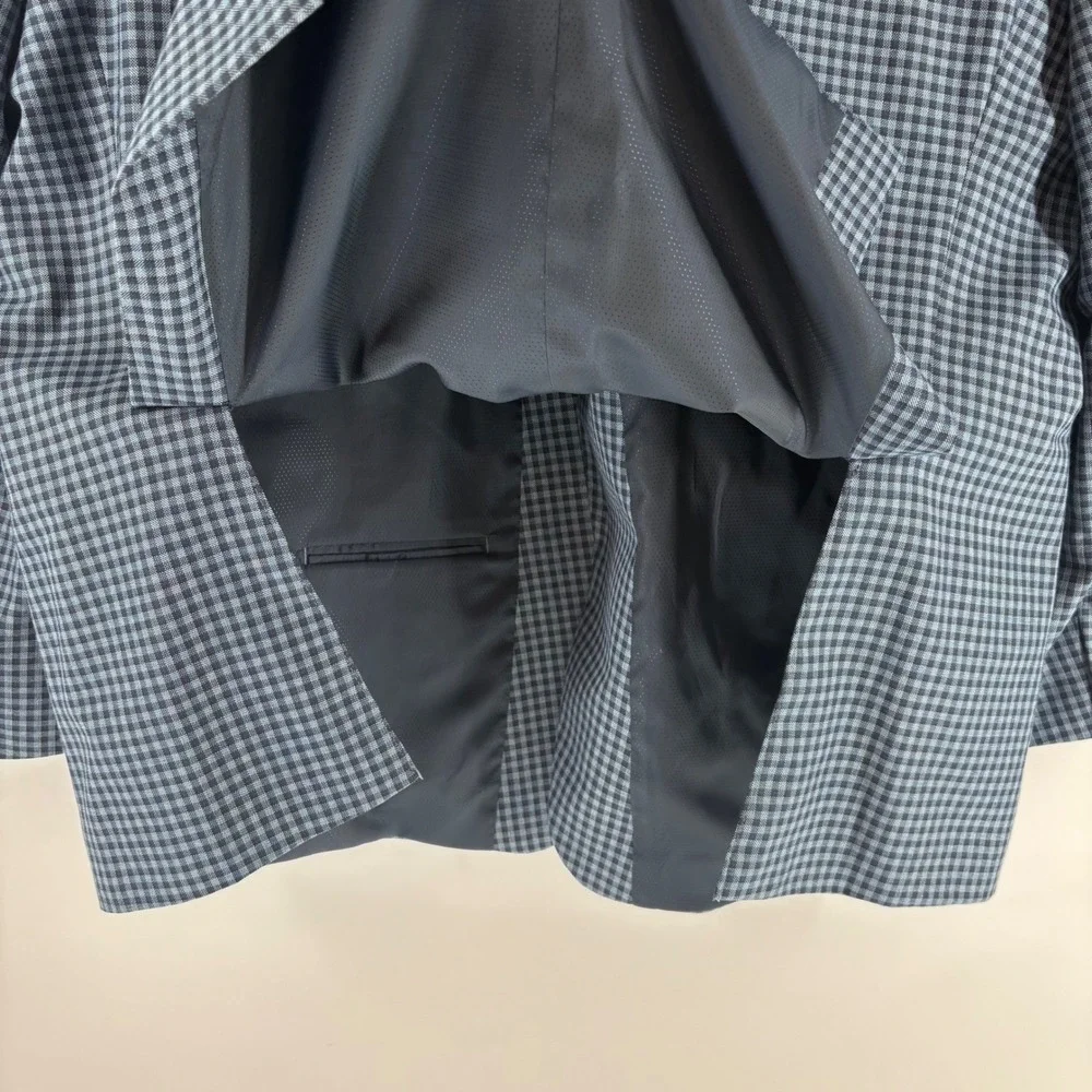 Michael Kors Blazer Mens 42R Blue Gingham Check Sport Coat Jacket Professional